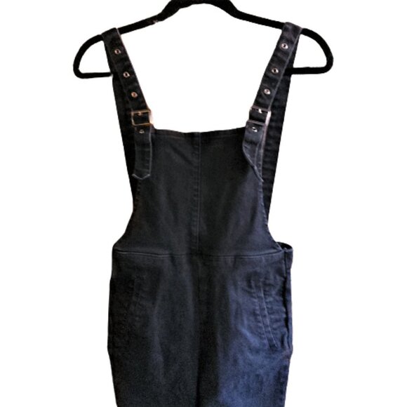 American Retro Stretch Capri Black Denim Jumpsuit Utility suit Overalls S - Picture 6 of 15